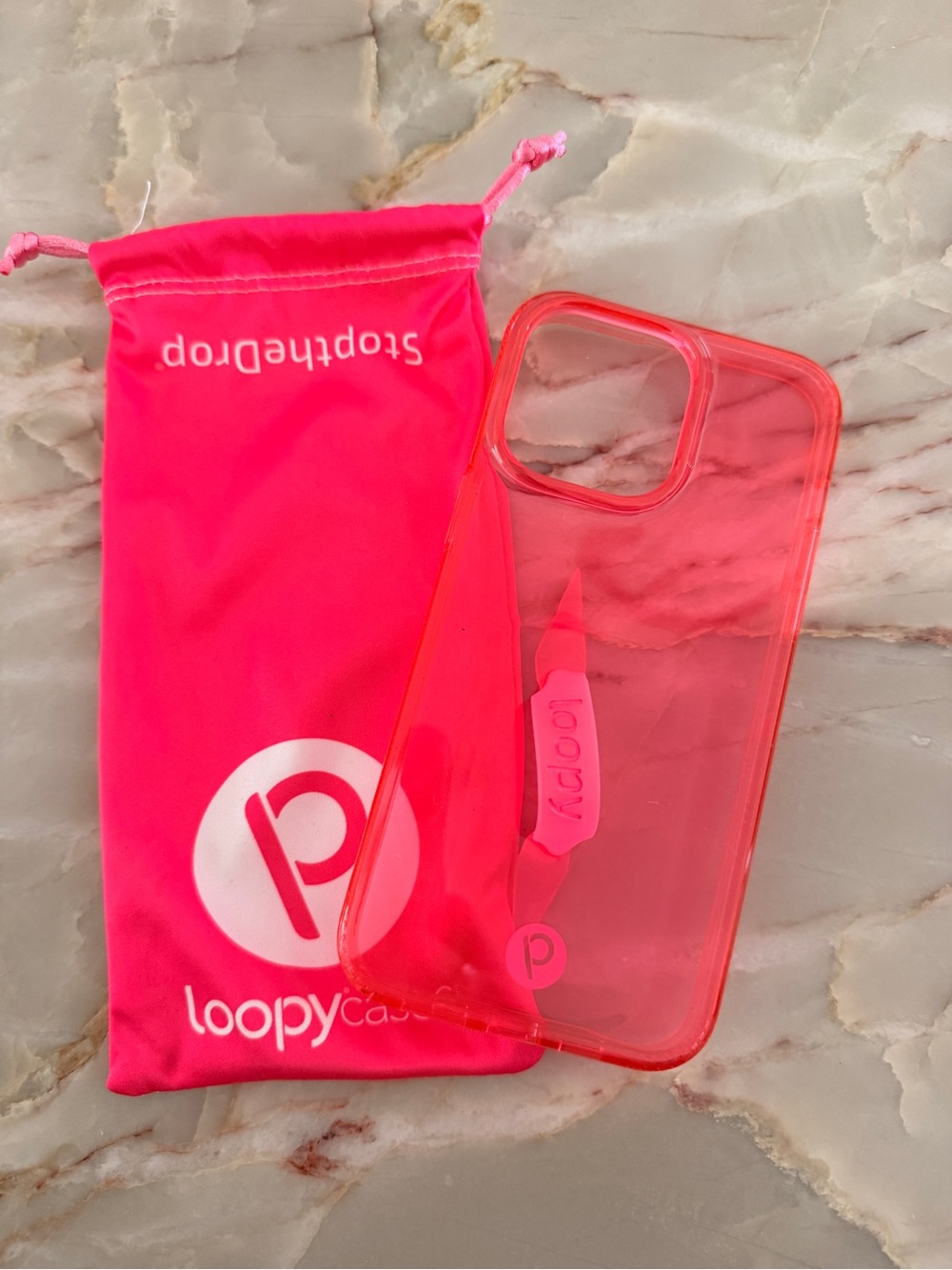 Loopy Case Clear Neon Pink for iPhone 14 Pro Max
